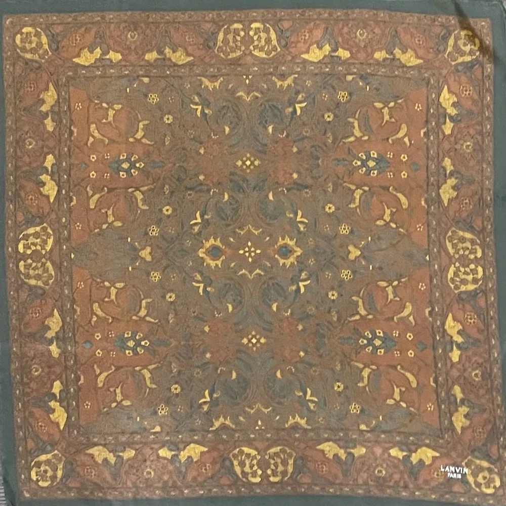 Vintage Lanvin Paris Solk Scarf Handkerchief 17 In Excellent Condition - Picture 5 of 5